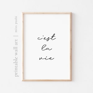 c'est la vie Pôster para impressão | Download digital de citações em francês. Arte de parede caligráfica. É a vida. É assim que as coisas acontecem.