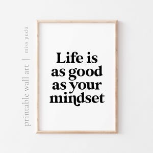 life is good as your mindset PRINTABLE Poster | growth mindset quote Digital Download. motivational Home Decor. Positive Message