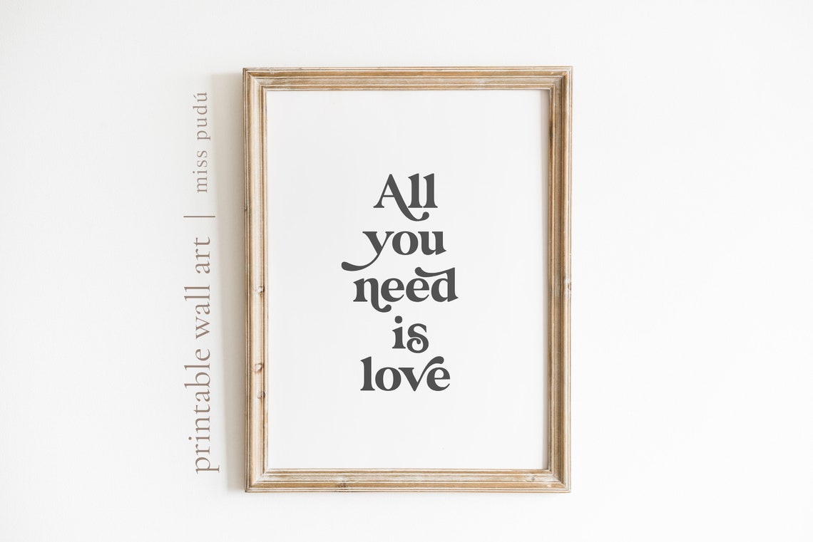 All You Need Is Love Lyrics Printable Poster The Beatles Etsy