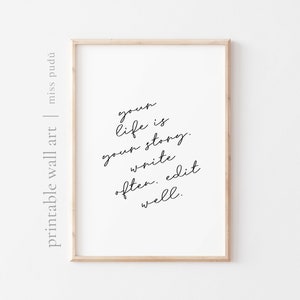 STAMPABILE la tua vita è la tua storia Poster / Stampa citazione motivazionale (Download digitale). Arte da parete sulla salute mentale. Stampe positive. scrivi spesso
