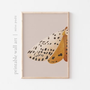 printable moth illustration | nocturnal insect wall art (digital download). nature posters. modern wildlife garden decor. print at home