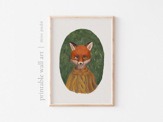 Printable Red Fox Illustration digital Download Original | Etsy