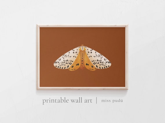 Printable Moth Illustration digital Download Yellow and | Etsy