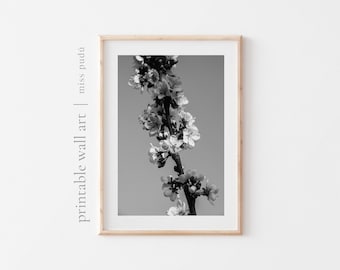 Printable flower photography Poster | floral decor Digital Download. Minimalist Black and White. Flowers Print. botanical wall art.