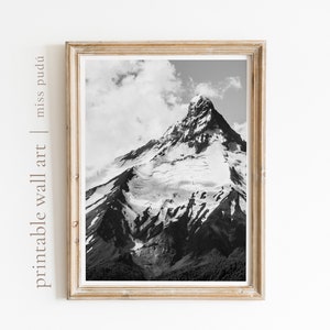 PRINTABLE Volcano Photography wall art | Patagonia Landscape Poster. Black & White Mountain. Chilean Nature (Digital Download)