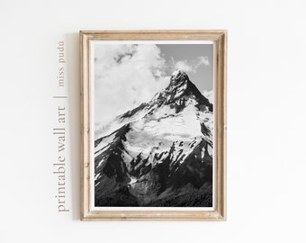 PRINTABLE Volcano Photography wall art | Patagonia Landscape Poster. Black & White Mountain. Chilean Nature (Digital Download)