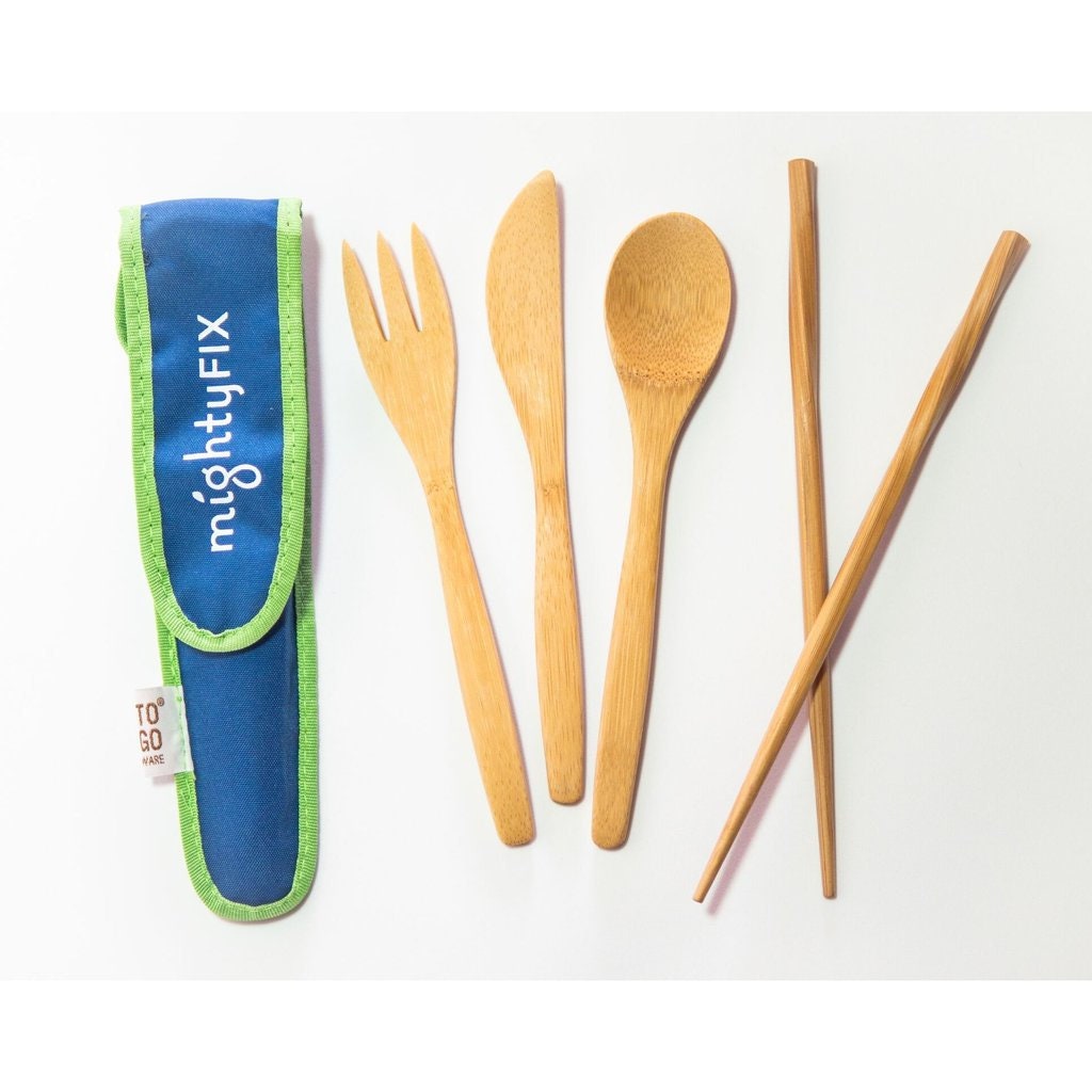 Reusable Bamboo Cutlery Set Fork Spoon Knife and Chopsticks Etsy