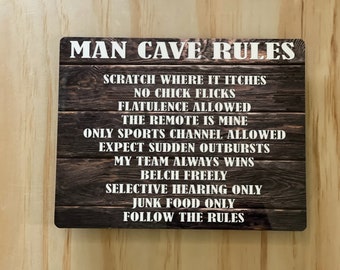 MAN CAVE Sign Plaque 4 MEN Boys  Garage Office Gift Wooden Basement Sports Room