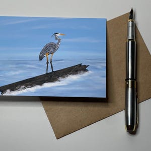 Cartão de felicitações em branco Heron Drifting