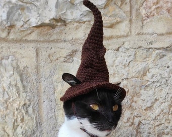 Halloween Hat for Cat, Pet Costume, Cat Halloween Costume, Pet Halloween Witch Outfit, Gift for Pet Lover, Halloween Costume for Pets