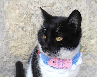 Fisch-Halsband für Katzen, Halsband für Katzen, Fisch-Halsband für Katzen, Kostüm für Katzen, Schal für Katzen, Halloween-Katzenkostüm, Katzenzubehör