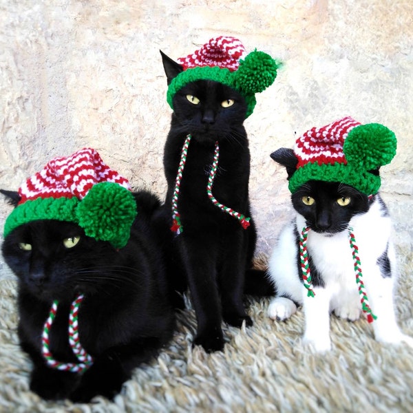 Chapeau d’elfe pour chats, costume d’elfe de chat, chapeau de Noël pour les amoureux des chats, accessoires pour animaux de compagnie, tenue d’elfe pour chat, costume d’elfe de chat, tenue de Noël