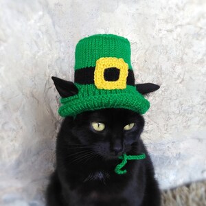 St. Patrick's Day Hat for Cat, Leprechaun Pet Costume, St. Patrick's Day Top Hat for Kitty, Irish Kitten Hat, Green Top Hat for Cats