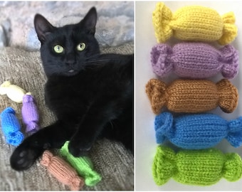 Katzenspielzeug, Süßigkeitsspielzeug für Katze, Kätzchenzubehör, Geschenk für Katzenliebhaber, gestricktes Süßigkeitsspielzeug für Haustiere