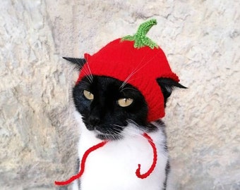 Tomato Cat, Tomato Hat for Cat,Hats for Cats,Costume for Cats,Hats for Cats, Halloween hats for cats, Cat Accessories