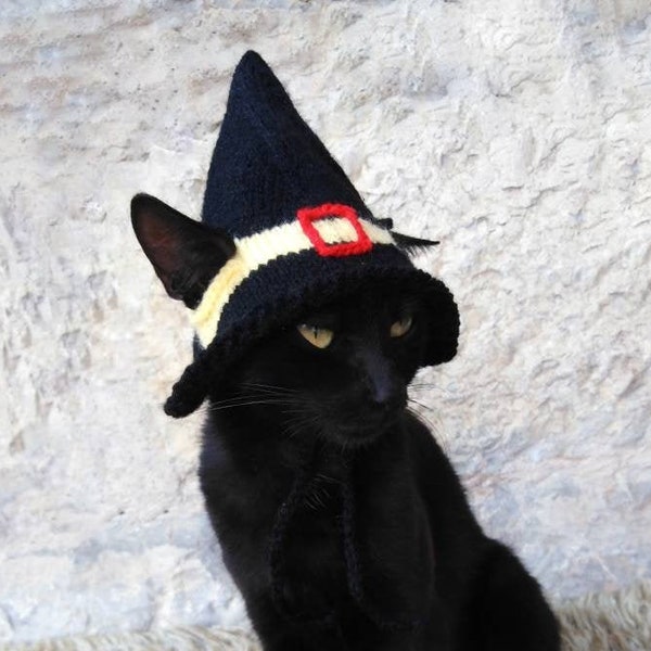 Witch Hat for Cat, Pet Costume, Cat Halloween Costume, Pet Halloween Witch Outfit, Gift for Pet Lover, Halloween Costume for Pets