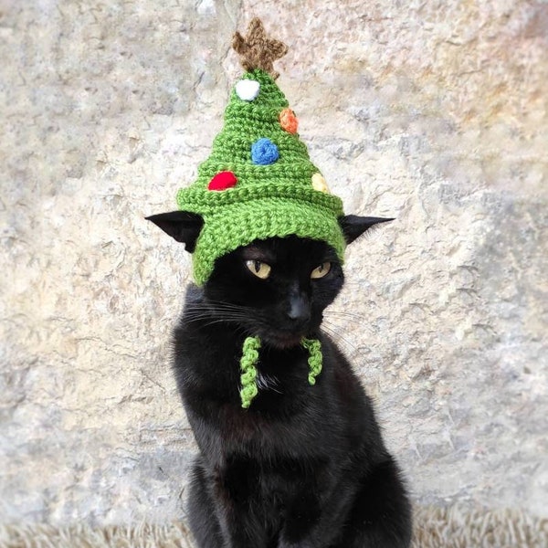 Baummütze für Katze, Haustierkostüm, Katzen-Weihnachtskostüm, Haustier-Weihnachtsoutfit, Geschenk für Haustierliebhaber, Weihnachtskostüm für Haustiere