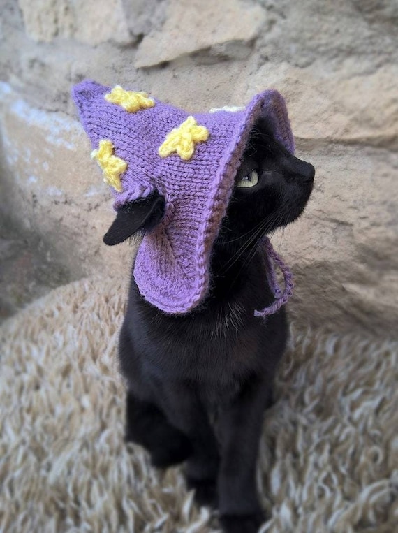 Purple Wizard Cat Hat, Wizard Hat for Cat, Wizard Hat for Cats, Costume for Cats, Hats for Cats, Halloween Cat Costume, Cat Accessories
