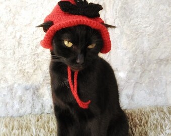 猫用赤い魔女帽子：ハロウィンペットコスチューム - Etsy 日本