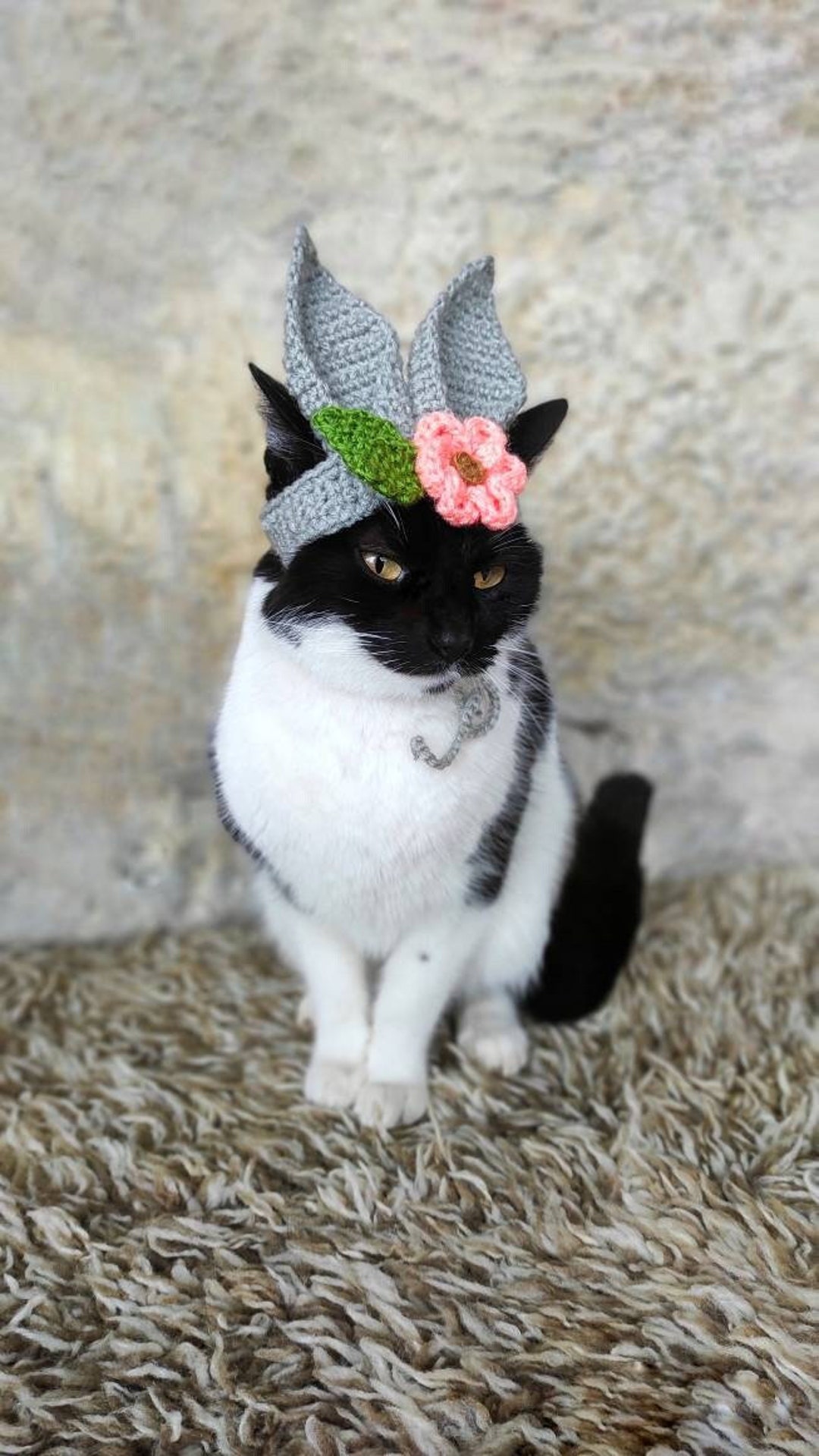 Bunny Flower Cat Hat Bunny Hat for Cat Bunny Hat for Cats Etsy