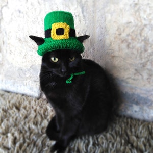 St. Patricks Day Hut für Katze, Kobold Haustier Kostüm, St. Patricks Day Zylinder für Kitty, Irischer Kätzchen Hut, Grüner Zylinder für Katzen Bild 4