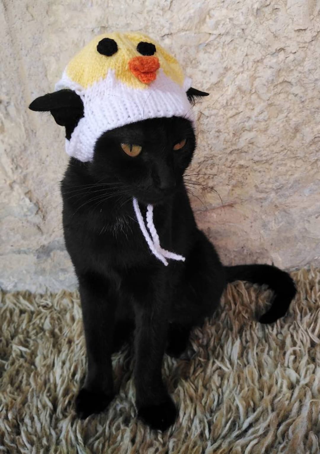 Knitted Chicken Easter Hat for Cats: Chick Pet Costume New