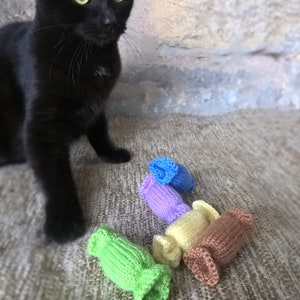 Knitted Candy Cat Toy: Kitten Accessories, Gift for Cat Lover