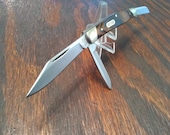 Buck 371 Stockman Folding Pocket Knife 3 Blade Plain Edge Stainless Steel Wood Handle