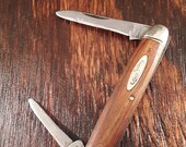 Vintage Robeson Shuredge Senators Pen Folding Pocket Knife Made in USA Wood Handle 2 Blade Plain Edge