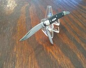 Vintage Coast Folding Pocket Knife Made in USA 3 Blade Carbon Steel Plain Edge Black Manual