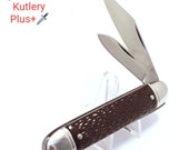 Vintage Equal End Cigar Folding Pocket Knife Knives Made in USA By Colonial 2 Blade Carbon Steel Plain Edge Old Survival Tools
