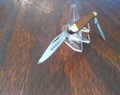 Vintage Sharp Custom Crafted 275 Folding Pocket Knife Made in Japan 2 Stainless Steel Blades Plain Edge Wood Handle