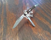 Vintage Unmarked Folding Pocket Knife Made in Japan 3 Blade Plain Edge Stainless Steel