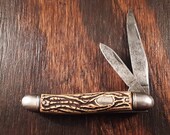 Vintage Colonial 2 Blade Jack Folding Pocket Knife Made in USA Plain Edge Carbon Steel