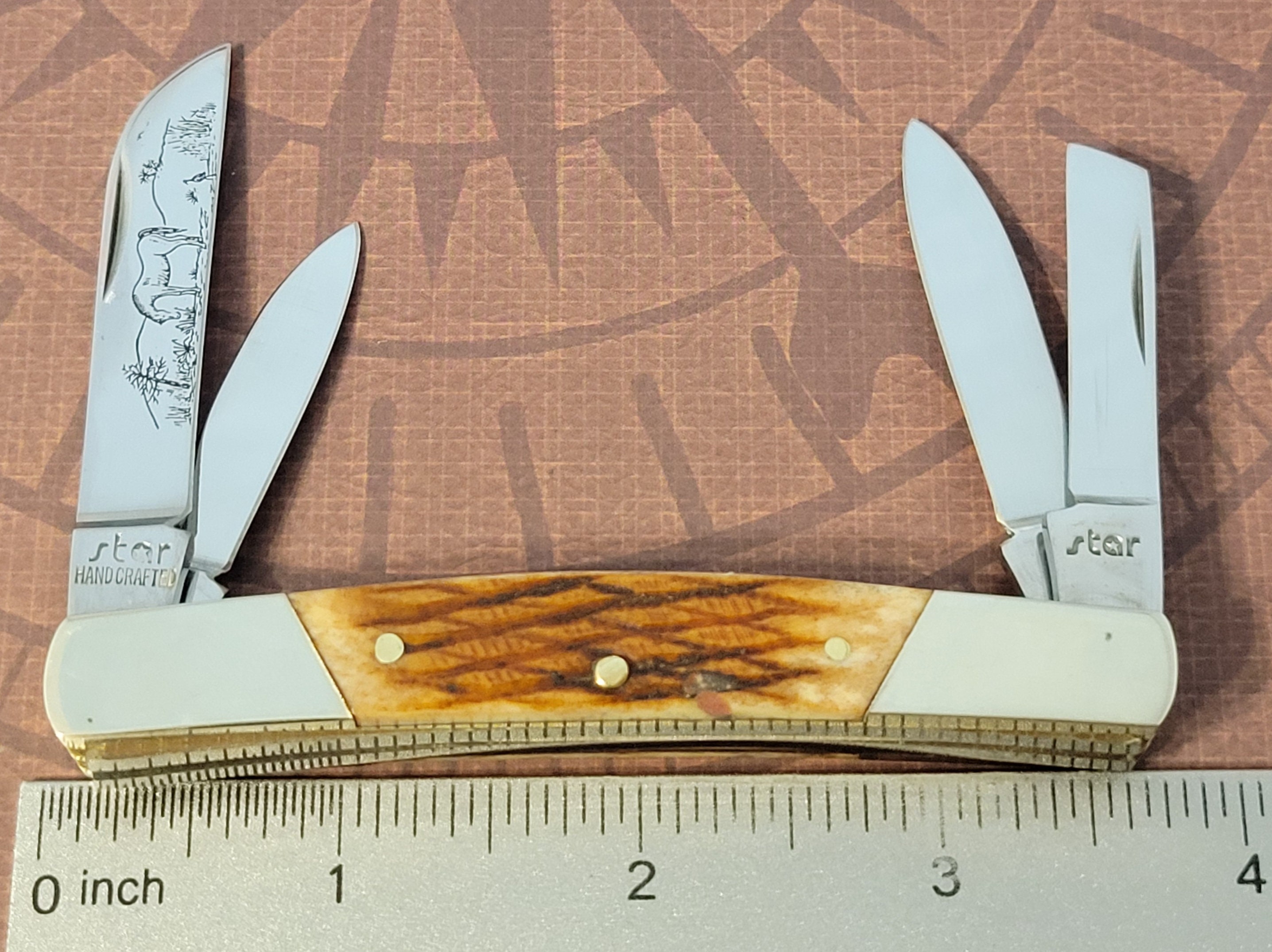Star Handcrafted Knife Japan 1980s Sway Back Congress Pick Bone