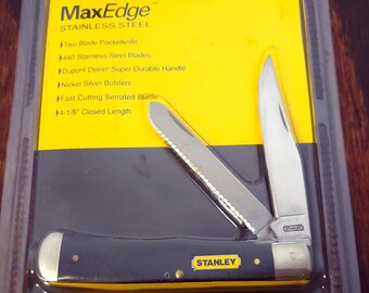 Stanley Knife Made In USA 1999 SL10 2 Blade Trapper Black Delrin Handles NIP