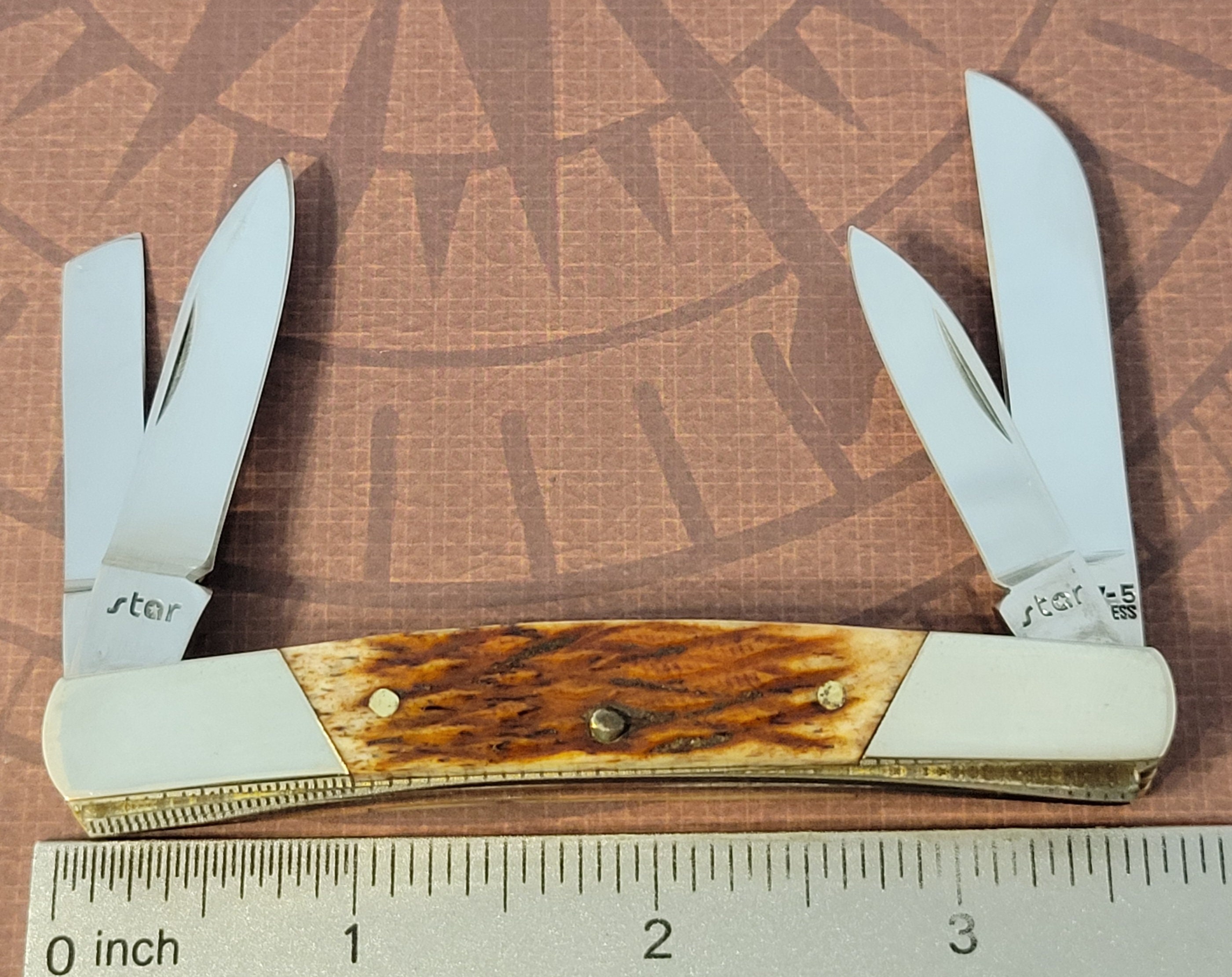 Star Handcrafted Knife Japan 1980s Sway Back Congress Pick Bone