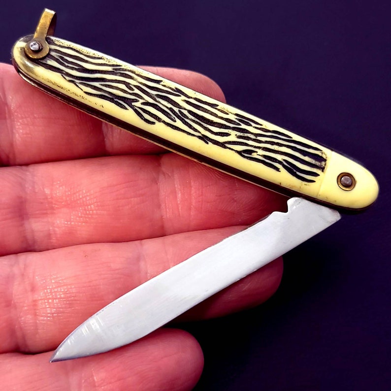 Vintage Single Blade Jack Folding Pocket Knife Made in Brazil Etsy