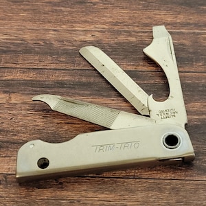 Vintage Bassett Folding Keychain Tool Knife Bottle Opener Nail File Made in the USA