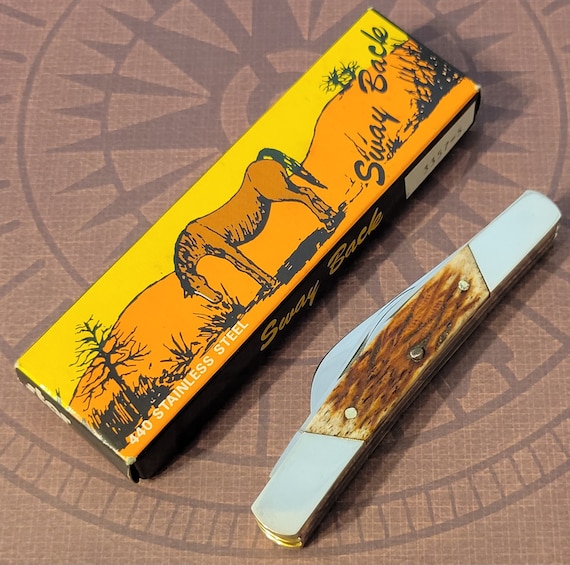 Star Handcrafted Knife Japan 1980s Sway Back Congress Pick Bone