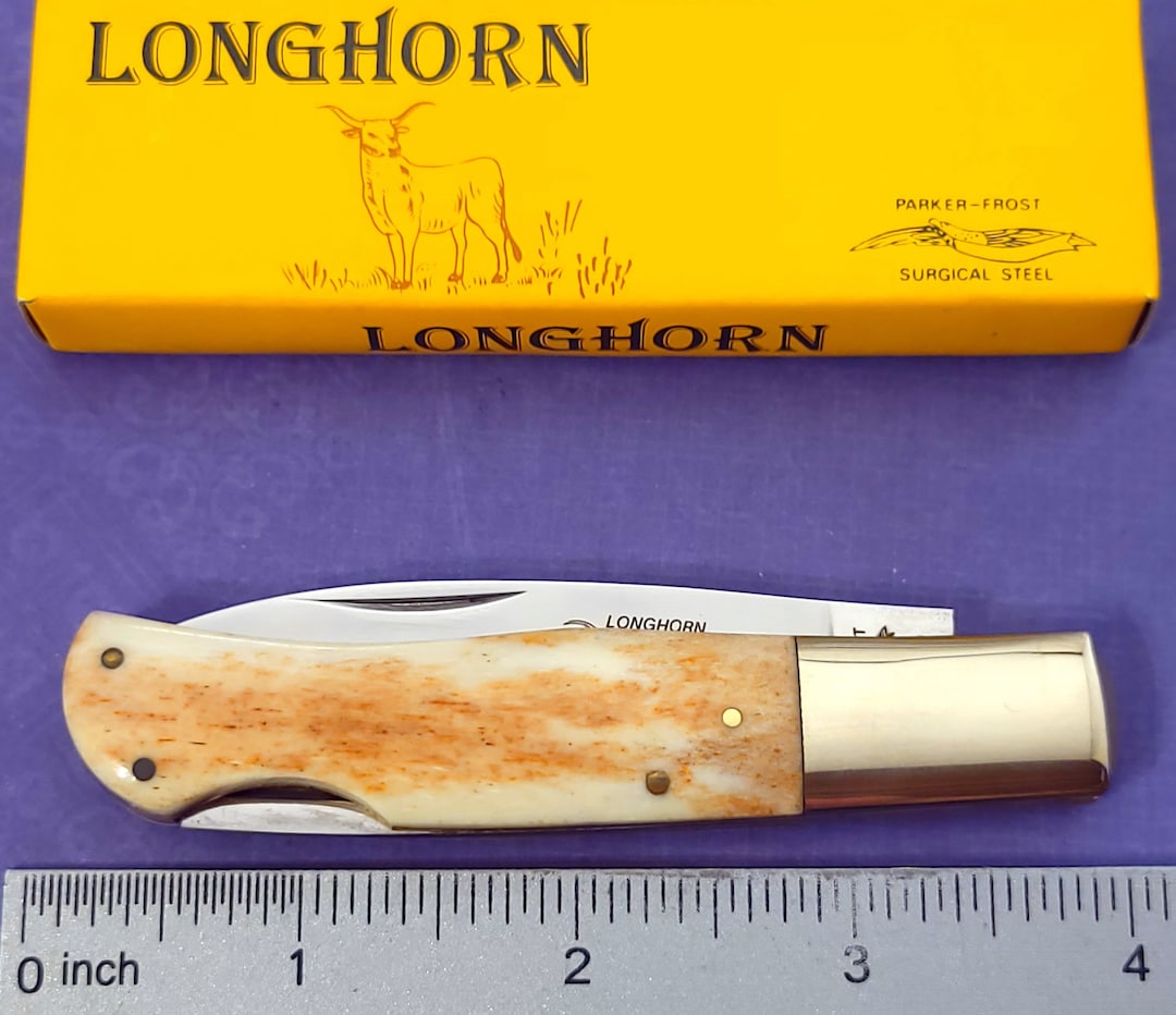 Parker Frost Knife Made in Japan 1980's Longhorn Lockback Smooth