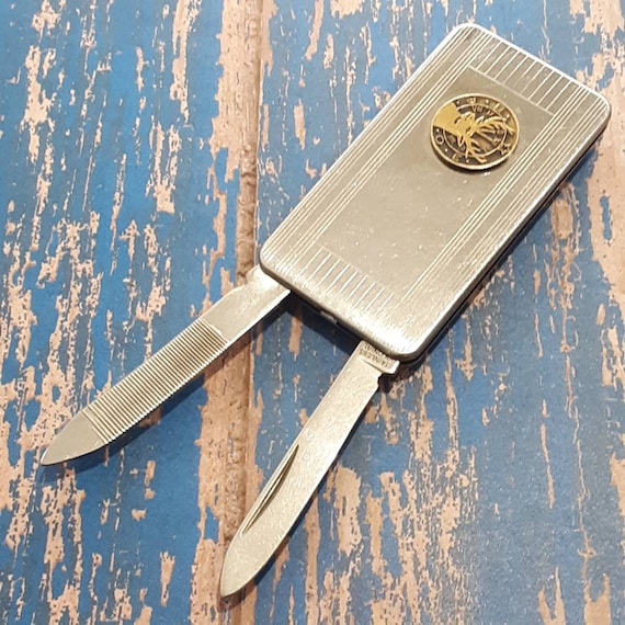 Vintage Colonial Money Clip Folding Pocket Knife Nail File Etsy