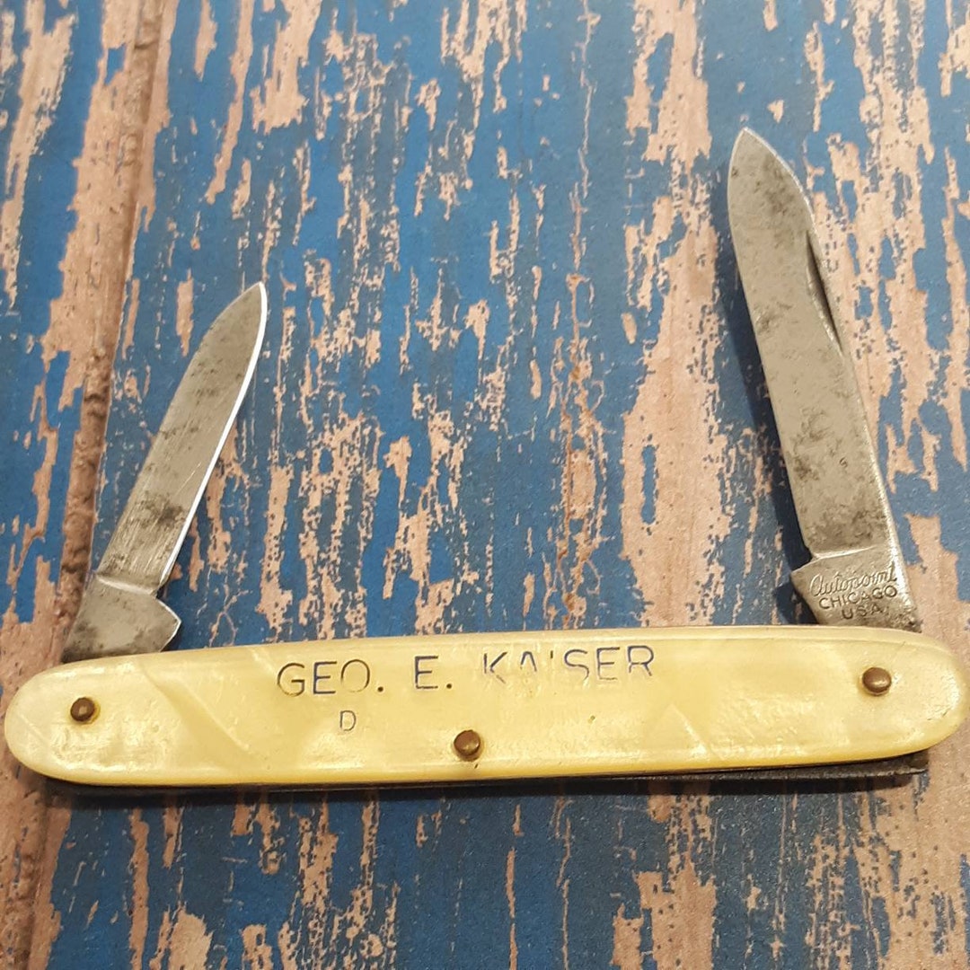 Vintage Autopoint Pen Folding Pocket Knife Made in USA 2 Blade Plain