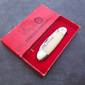 IXL George Wostenholm Gunboat Mac Tools Advertising Folding Pocket Knife Made in Sheffield England Smooth Bone Scales
