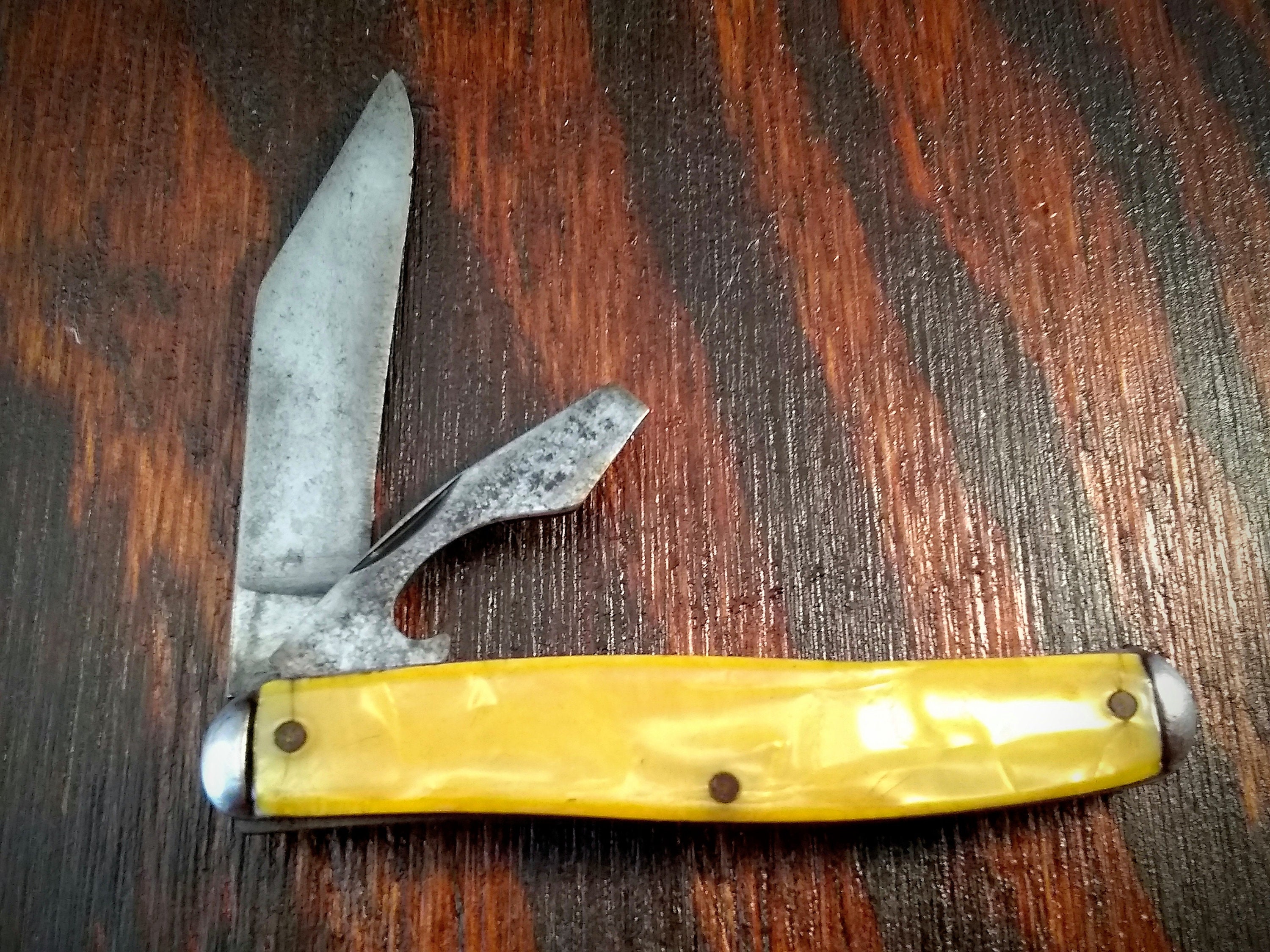 Vintage Utica Bottle Opener Folding Pocket Knife Knives Made Etsy