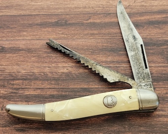 Vintage Imperial Fish Scaler Pocket Knife: Carbon Steel Blades, USA Made