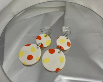 Polymer Clay Ohrringe in Gelb und Orange