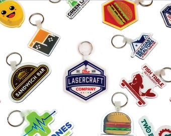 Custom Logo Keychain Bulk - Full Color Acrylic - Corporate Swag, Business Gifts, Trade Show & Event Giveaways, Promotional Keyrings