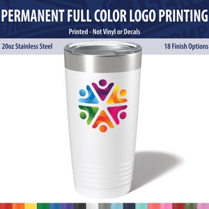 Custom Logo Tumbler – Full Color 20oz Stainless Steel Cup, Bulk Corporate Swag & Business Gifts