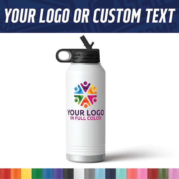 Custom Printed 32oz Water Bottle with full color logo - Custom Printed Water Bottle - Logo on Bottle - Client Gifts - Full Color Logo Swag